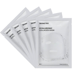 SKINETRY Hyaluronic & Centella Collagen Mask 5 Pack – Hydrating, Moisturizing, Refreshing Korean Aloe Facial Sheet Masks for Glowing Skin Gift
