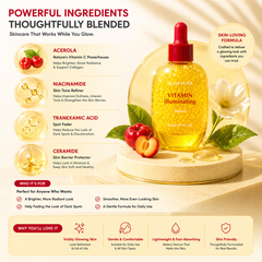 SKINETRY Vitamin Illuminating Serum – Brightening Vitamin C Serum with Niacinamide | Strengthens skin barrier | Hydrates using Ceramide, 1.01oz / 30ml