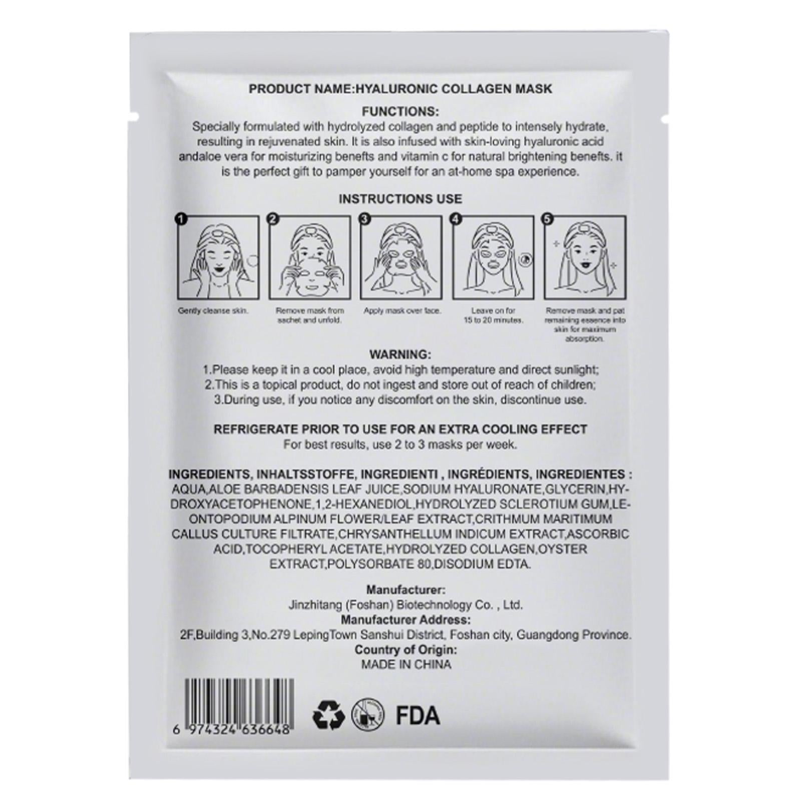 Centella Collagen Hydrating Moisturizing Refreshing Moisturizing Facial Mask Face Skincare