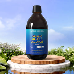 SKINETRY Organic Golden Castor Oil – 100% Pure, Hexane-Free, Extra Virgin, Cold-Pressed Castor Oil for Hair, Skin, Lashes & Brows (16.9 fl oz / 500ml)